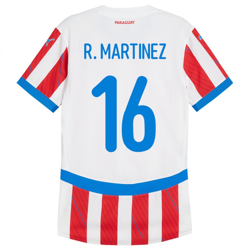 Niño Fútbol Camiseta Paraguay Ramona Martínez #16 Blanco Rojo 1ª Equipación 24-26 Argentina