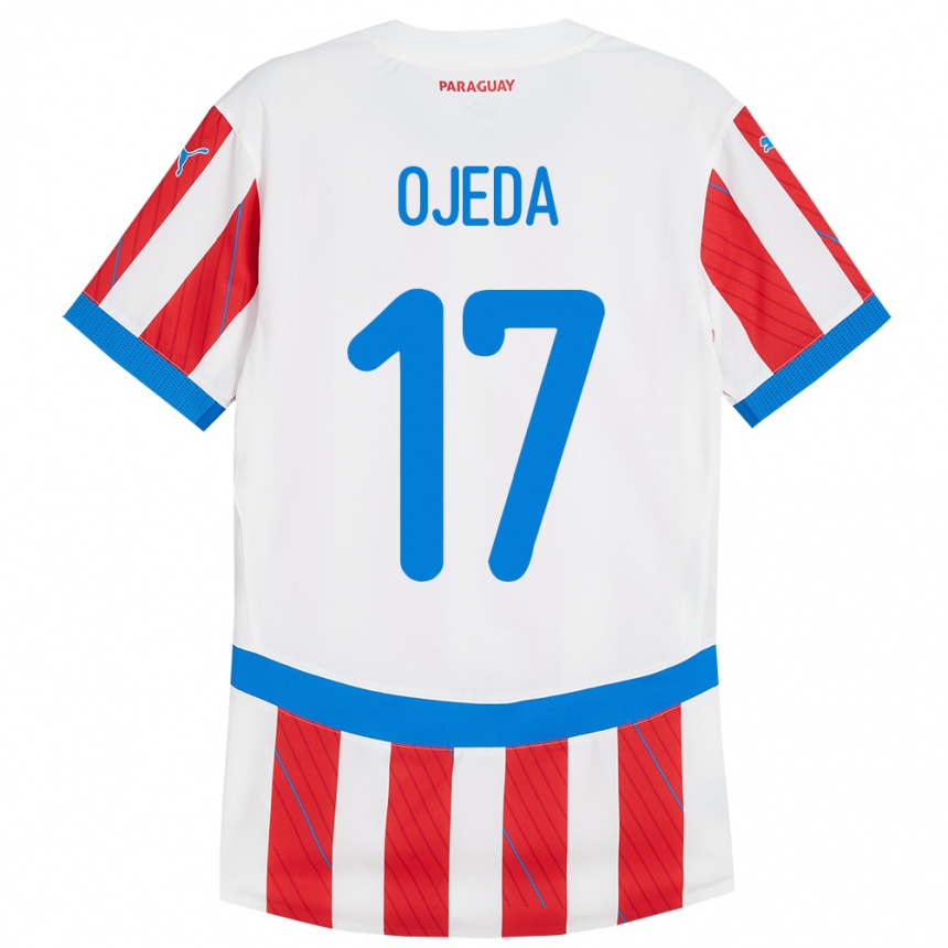 Niño Fútbol Camiseta Paraguay Deisy Ojeda #17 Blanco Rojo 1ª Equipación 24-26 Argentina