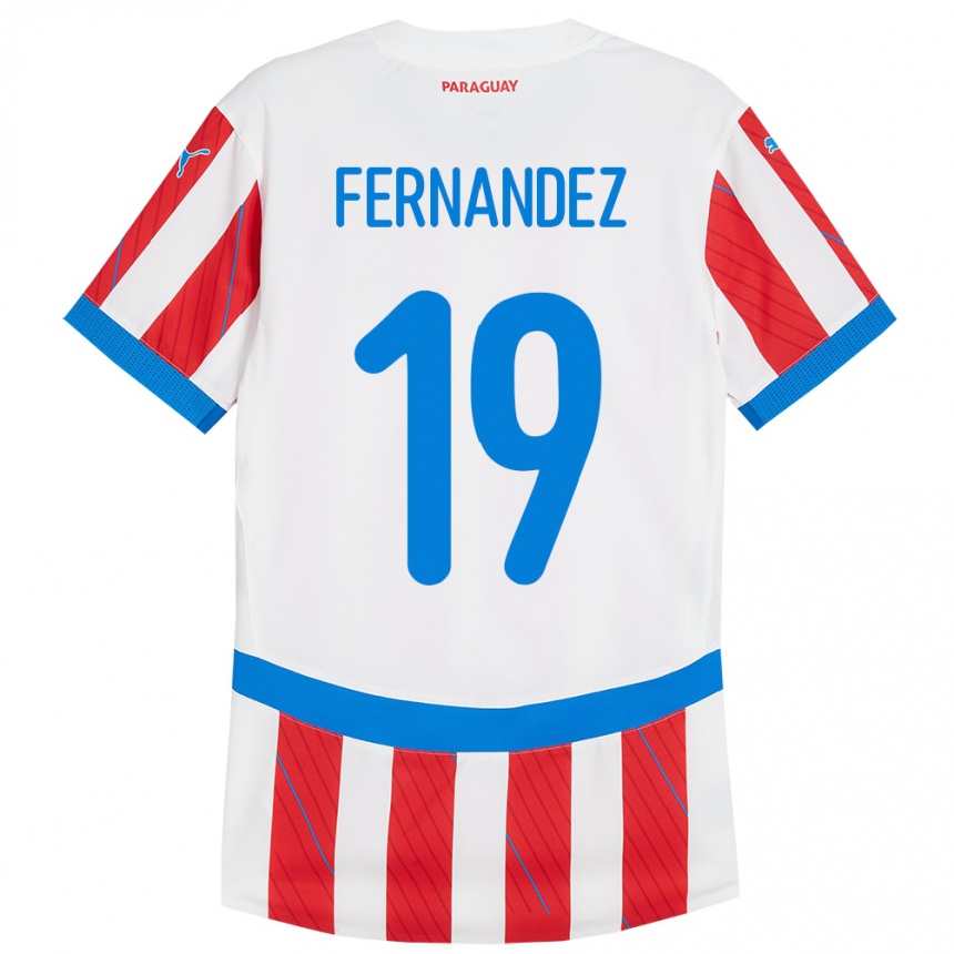 Niño Fútbol Camiseta Paraguay Rebeca Fernández #19 Blanco Rojo 1ª Equipación 24-26 Argentina