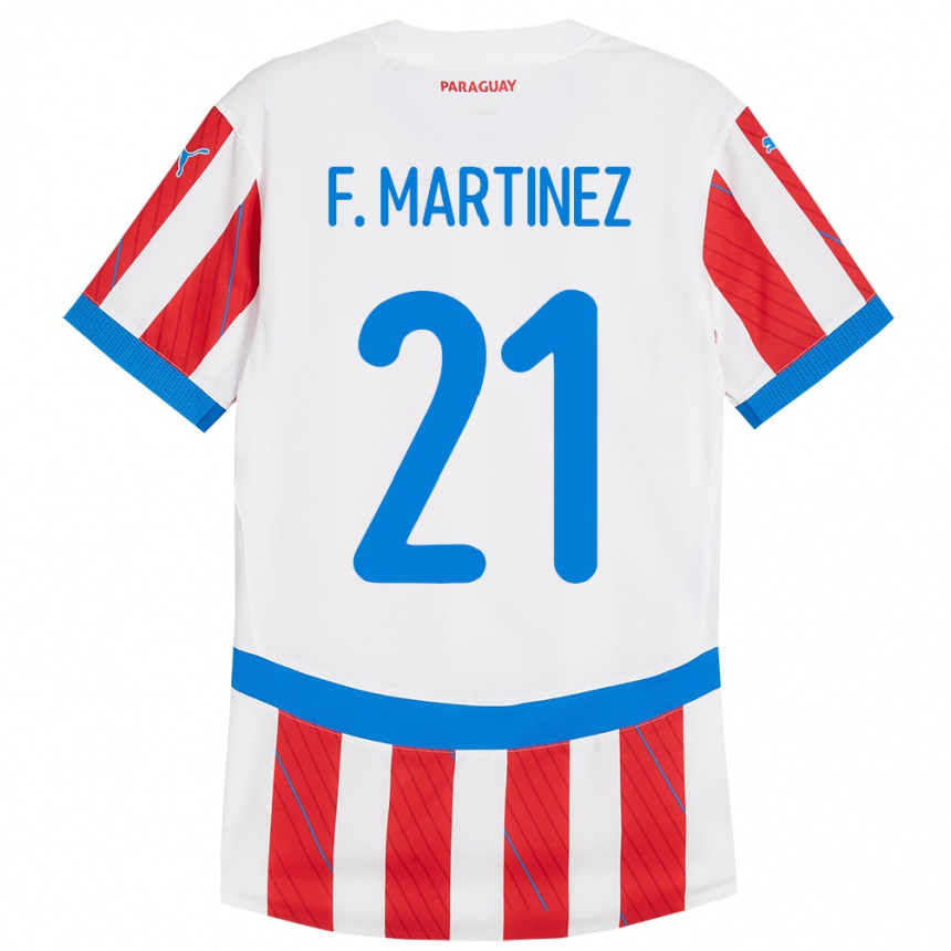 Niño Fútbol Camiseta Paraguay Fiorela Martínez #21 Blanco Rojo 1ª Equipación 24-26 Argentina