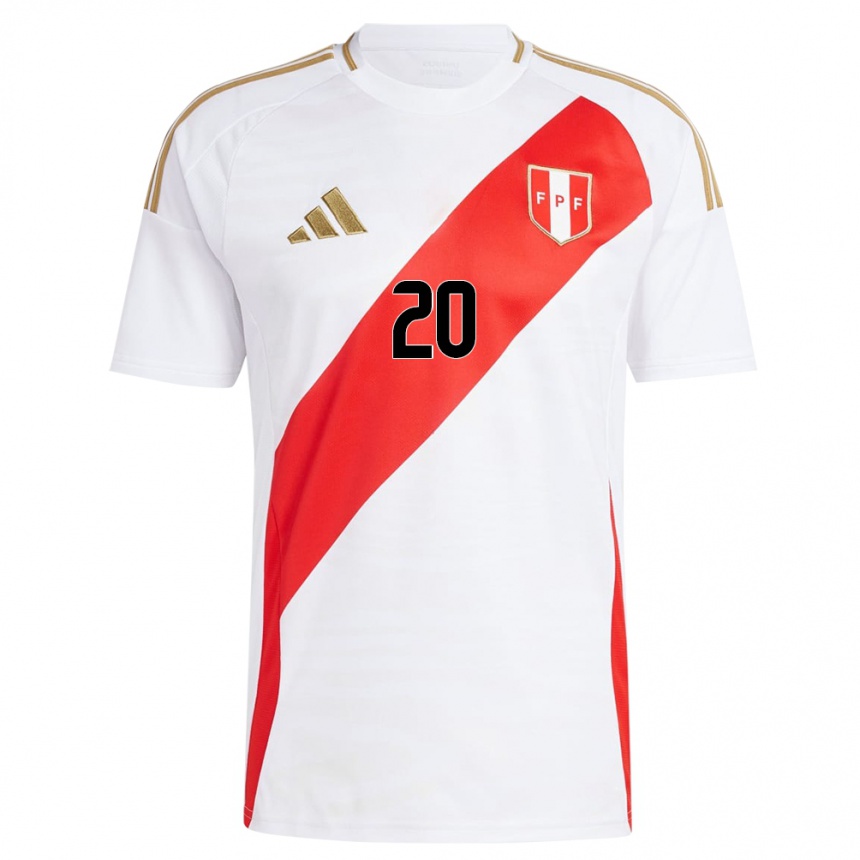 Niño Fútbol Camiseta Perú Philipp Eisele Yupanqui #20 Blanco 1ª Equipación 24-26 Argentina