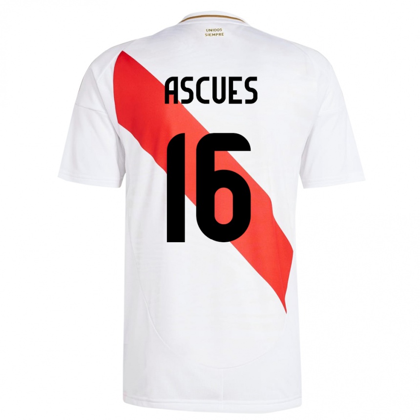 Niño Fútbol Camiseta Perú Carlos Ascues #16 Blanco 1ª Equipación 24-26 Argentina