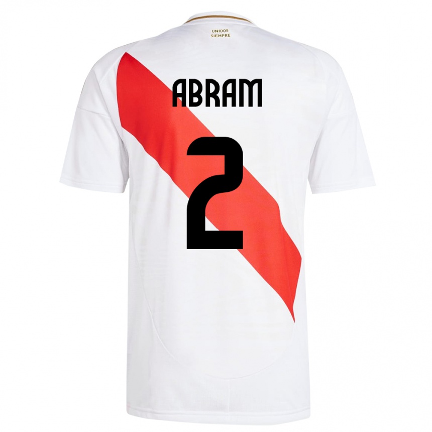 Niño Fútbol Camiseta Perú Luis Abram #2 Blanco 1ª Equipación 24-26 Argentina