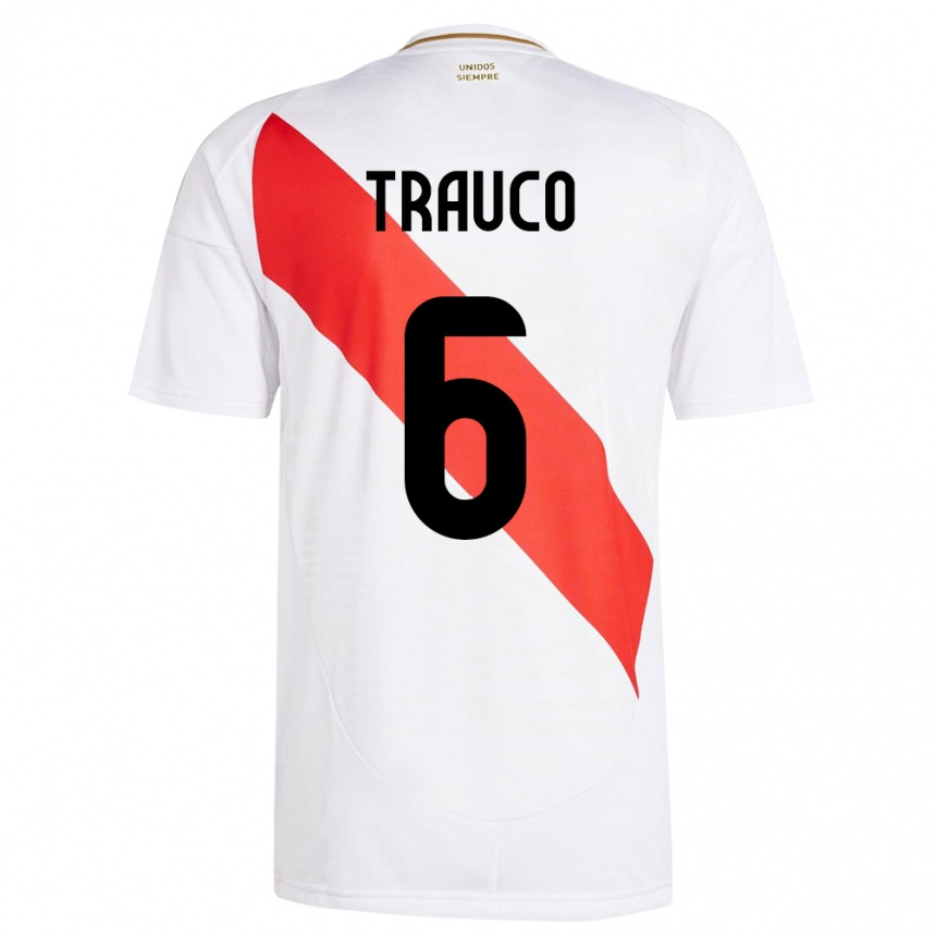 Niño Fútbol Camiseta Perú Miguel Trauco #6 Blanco 1ª Equipación 24-26 Argentina