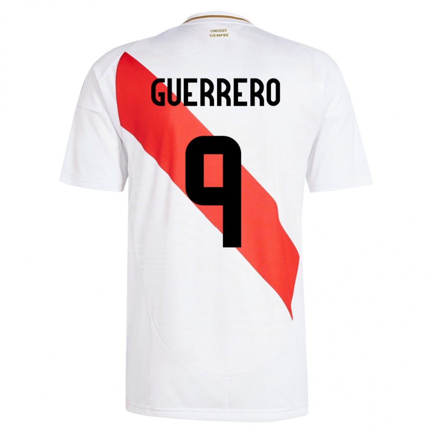 Niño Fútbol Camiseta Perú Paolo Guerrero #9 Blanco 1ª Equipación 24-26 Argentina