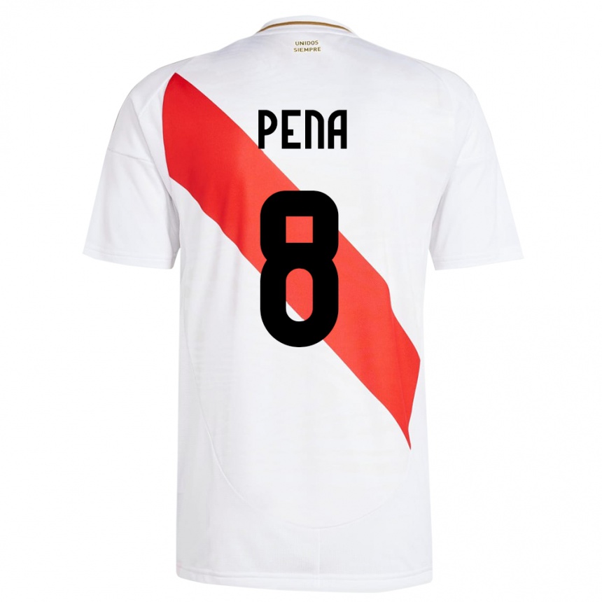 Niño Fútbol Camiseta Perú Sergio Peña #8 Blanco 1ª Equipación 24-26 Argentina