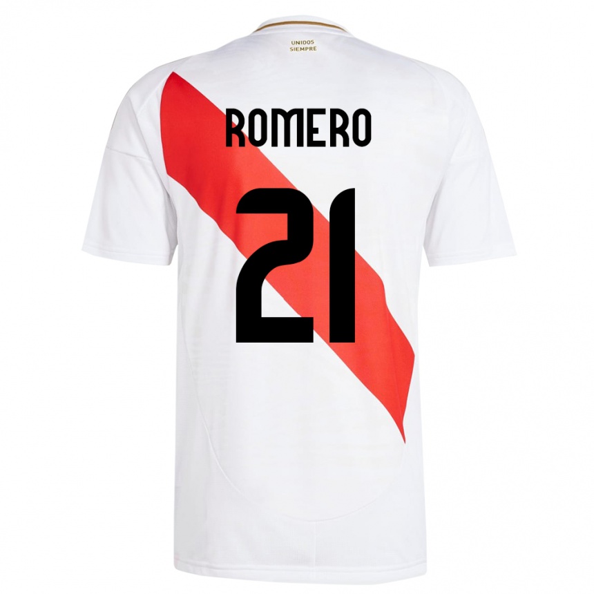 Niño Fútbol Camiseta Perú Diego Romero #21 Blanco 1ª Equipación 24-26 Argentina