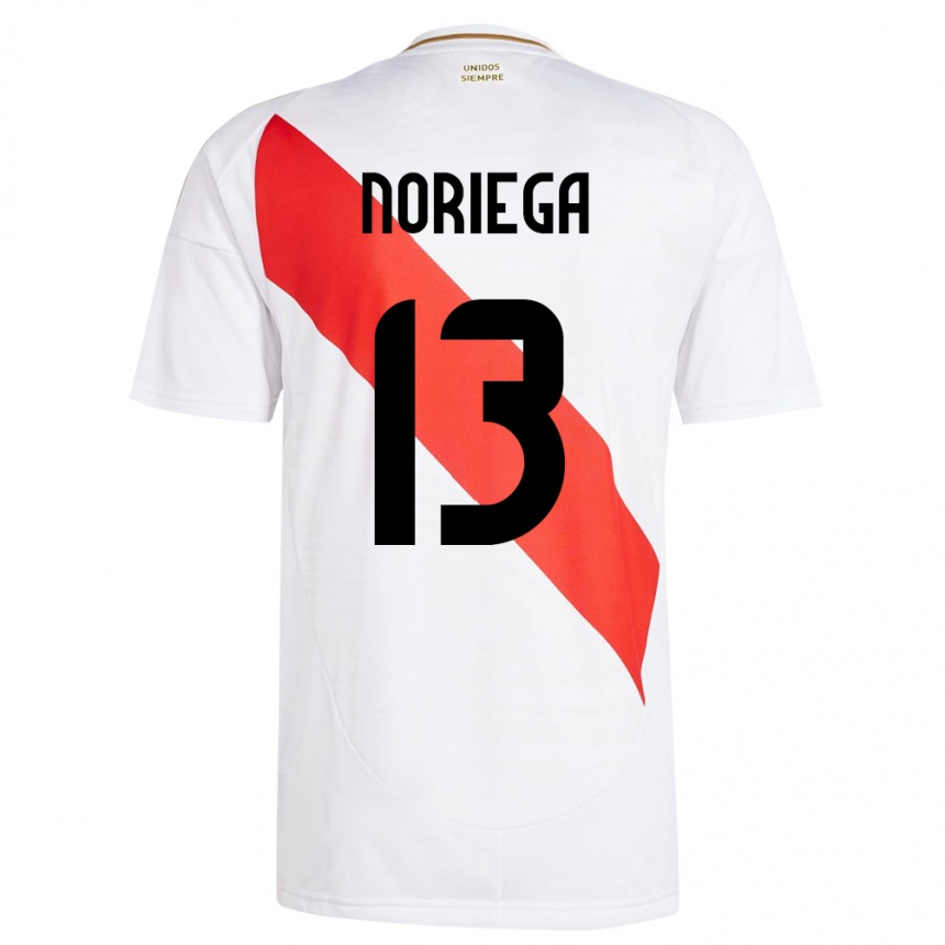 Niño Fútbol Camiseta Perú Erick Noriega #13 Blanco 1ª Equipación 24-26 Argentina