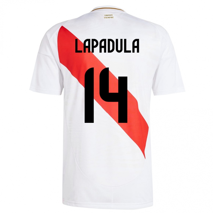 Niño Fútbol Camiseta Perú Gianluca Lapadula #14 Blanco 1ª Equipación 24-26 Argentina