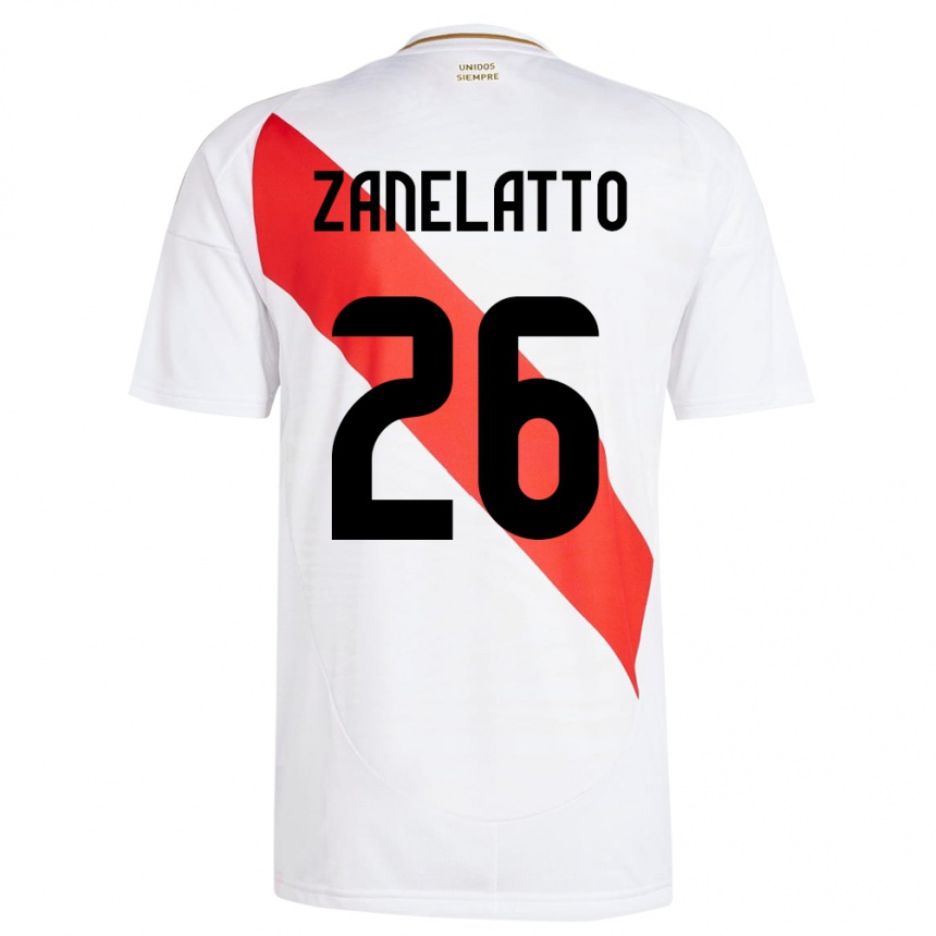 Niño Fútbol Camiseta Perú Franco Zanelatto #26 Blanco 1ª Equipación 24-26 Argentina