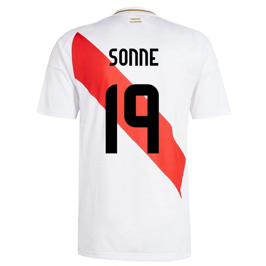 Niño Fútbol Camiseta Perú Oliver Sonne #19 Blanco 1ª Equipación 24-26 Argentina