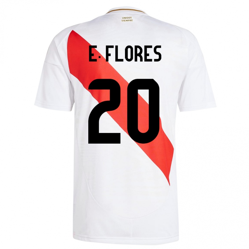 Niño Fútbol Camiseta Perú Edison Flores #20 Blanco 1ª Equipación 24-26 Argentina