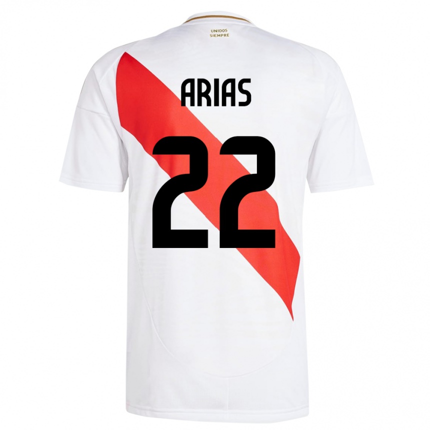 Niño Fútbol Camiseta Perú Brian Arias #22 Blanco 1ª Equipación 24-26 Argentina