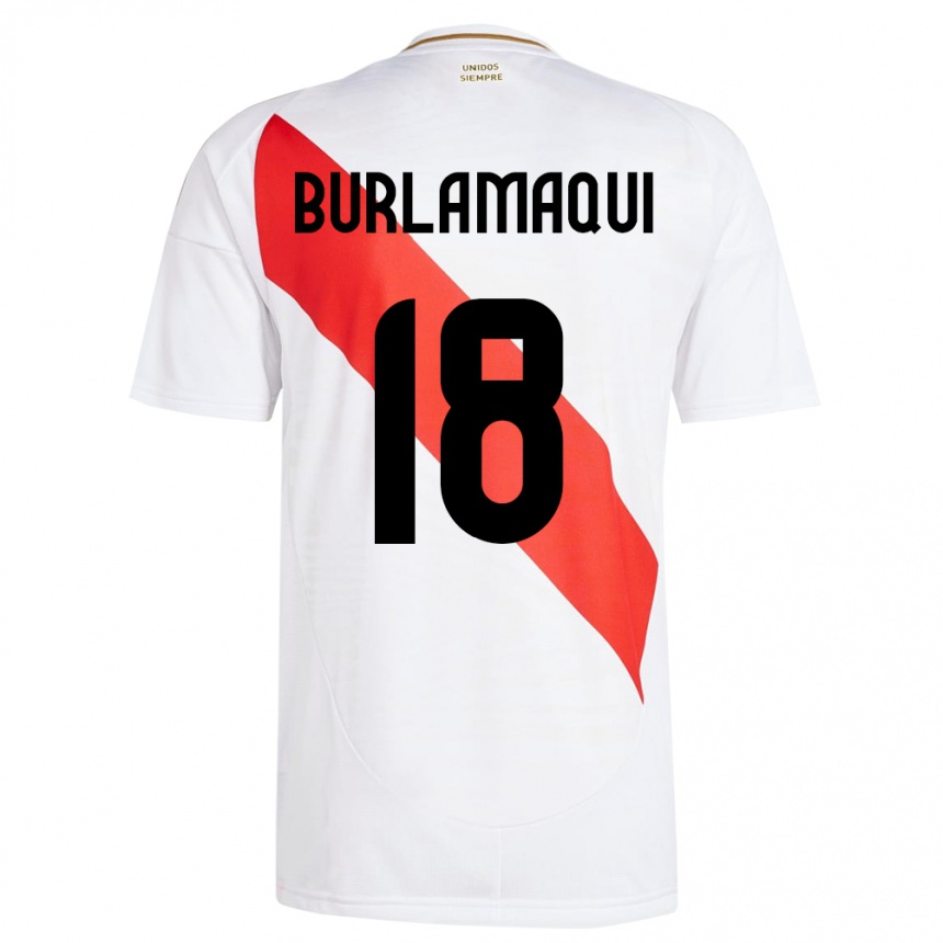 Niño Fútbol Camiseta Perú Alessandro Burlamaqui #18 Blanco 1ª Equipación 24-26 Argentina