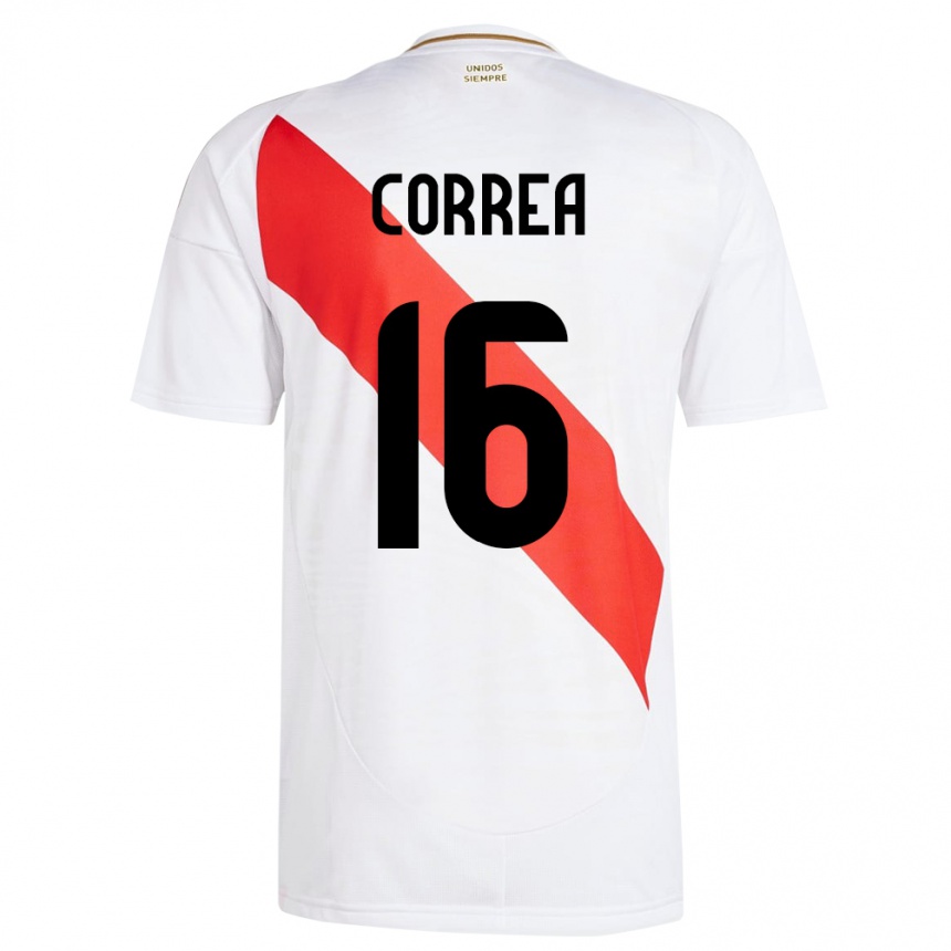 Niño Fútbol Camiseta Perú Eslyn Correa #16 Blanco 1ª Equipación 24-26 Argentina