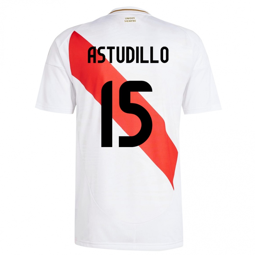 Niño Fútbol Camiseta Perú Julinho Astudillo #15 Blanco 1ª Equipación 24-26 Argentina