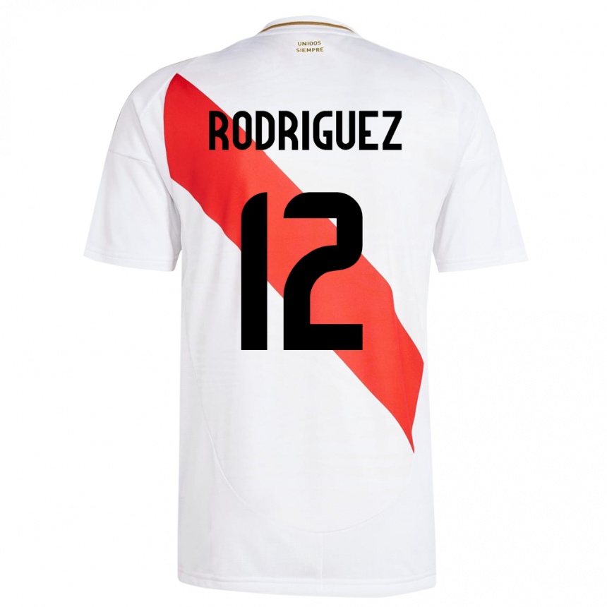 Niño Fútbol Camiseta Perú Jhefferson Rodríguez #12 Blanco 1ª Equipación 24-26 Argentina