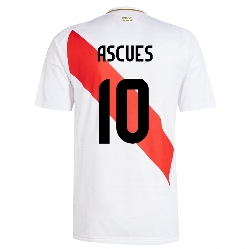 Niño Fútbol Camiseta Perú Adrián Ascues #10 Blanco 1ª Equipación 24-26 Argentina