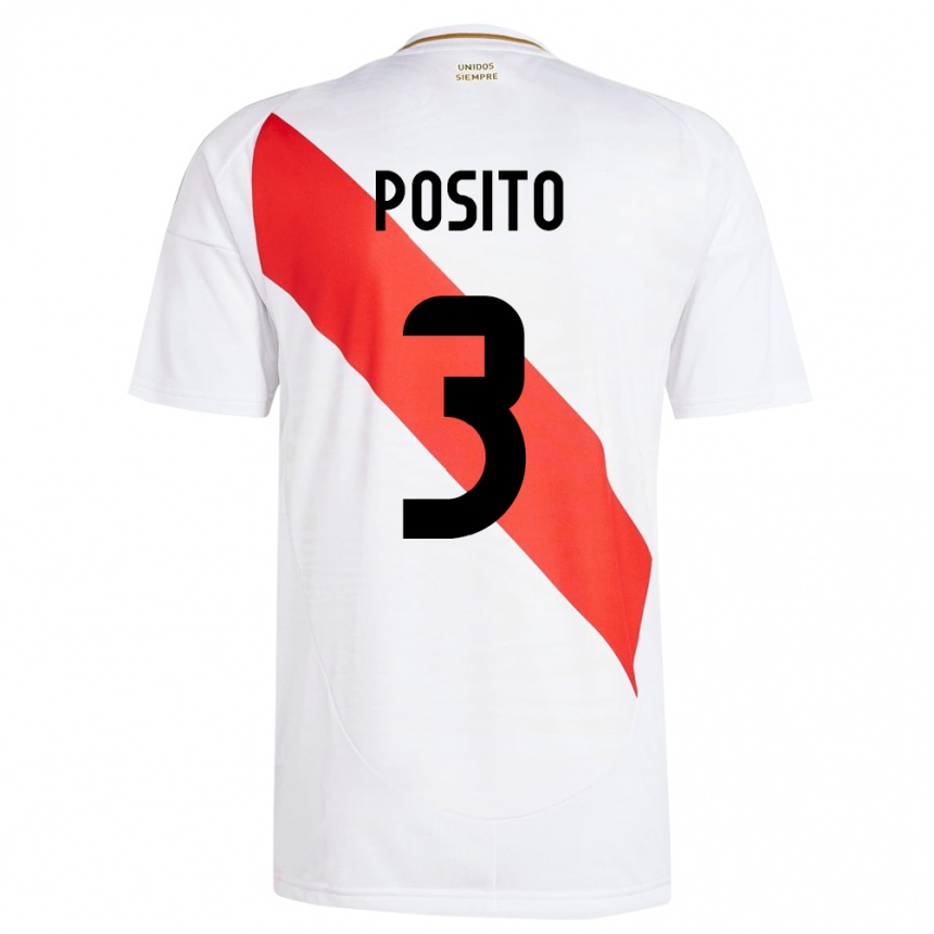 Niño Fútbol Camiseta Perú Alejandro Pósito #3 Blanco 1ª Equipación 24-26 Argentina