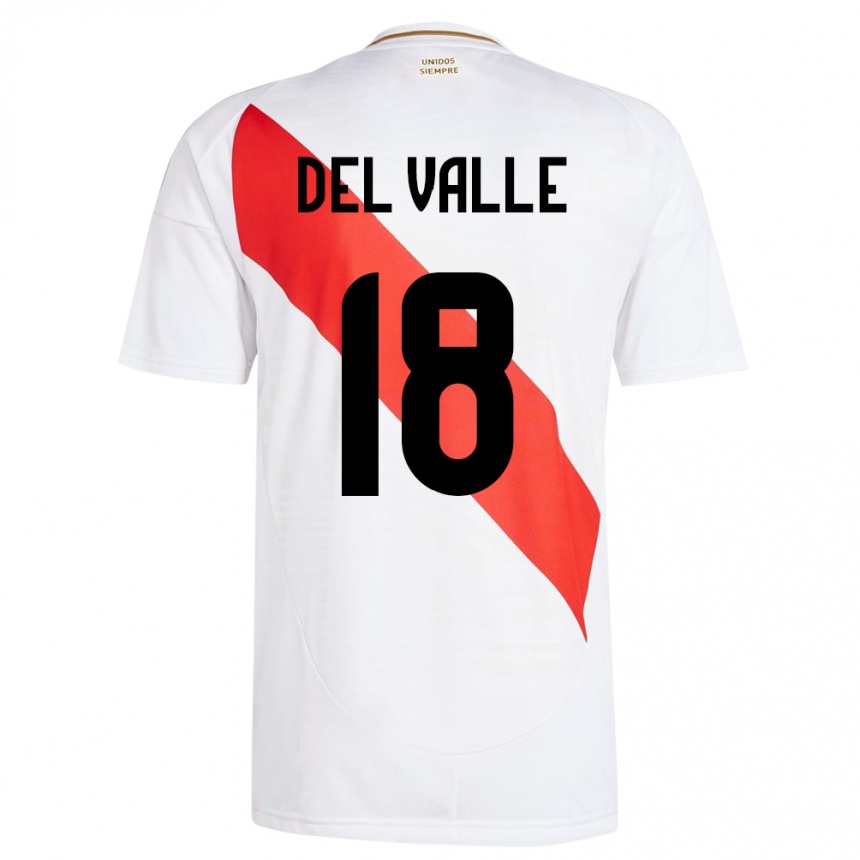 Niño Fútbol Camiseta Perú Yamir Del Valle #18 Blanco 1ª Equipación 24-26 Argentina