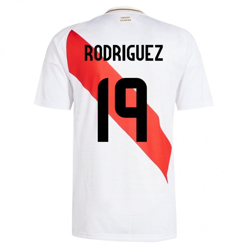 Niño Fútbol Camiseta Perú Mateo Rodríguez #19 Blanco 1ª Equipación 24-26 Argentina