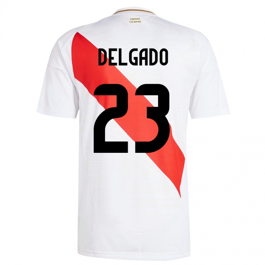 Niño Fútbol Camiseta Perú Valentino Delgado #23 Blanco 1ª Equipación 24-26 Argentina