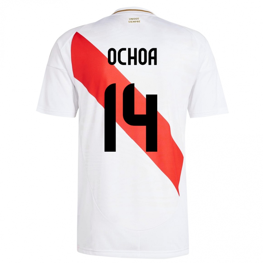 Niño Fútbol Camiseta Perú Victoria Ochoa #14 Blanco 1ª Equipación 24-26 Argentina