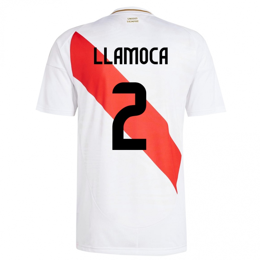 Niño Fútbol Camiseta Perú Braelynn Llamoca #2 Blanco 1ª Equipación 24-26 Argentina