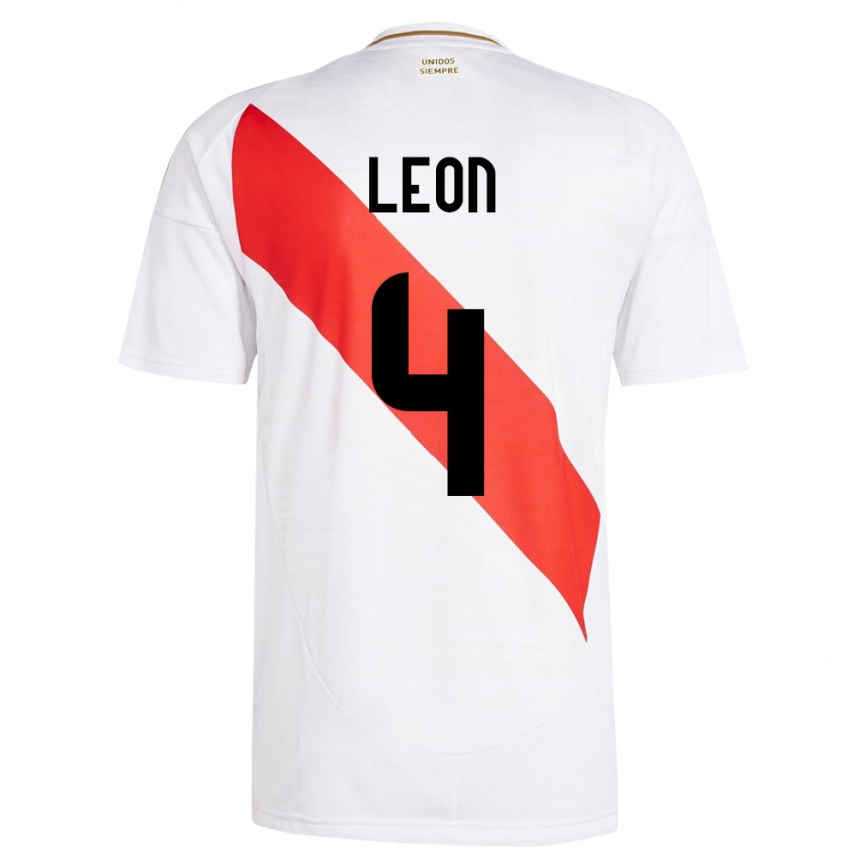 Niño Fútbol Camiseta Perú Mía León #4 Blanco 1ª Equipación 24-26 Argentina