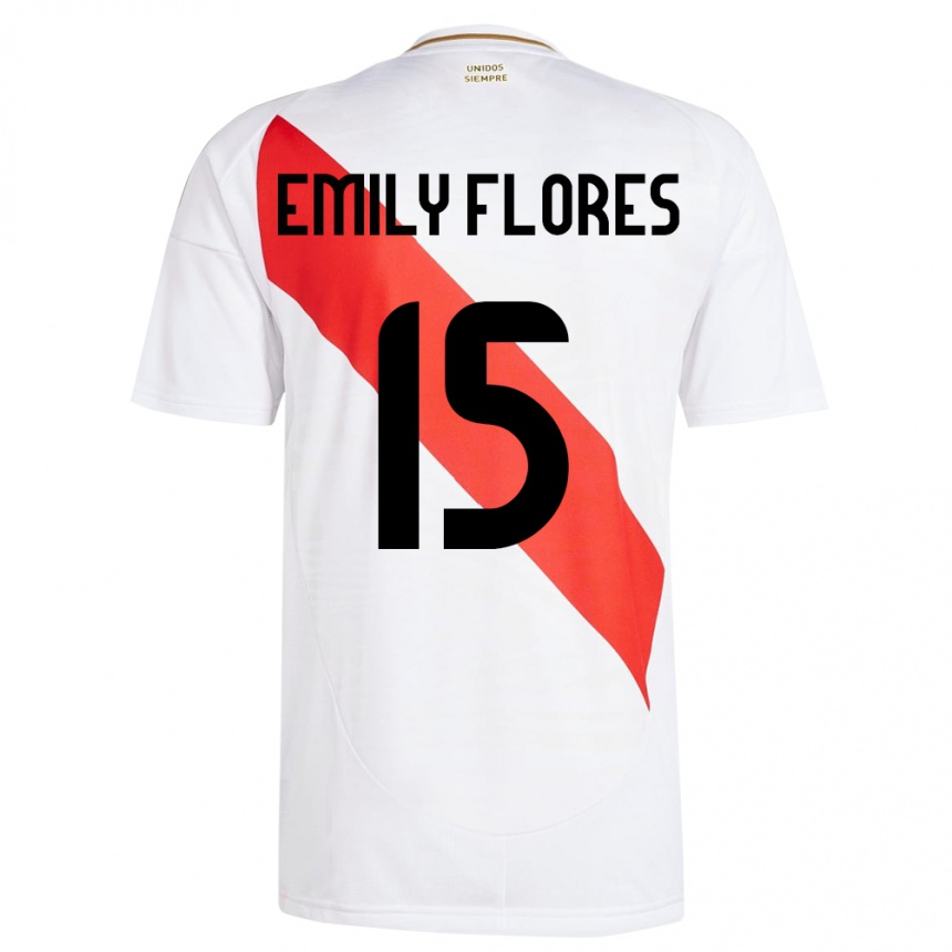 Niño Fútbol Camiseta Perú Emily Flores #15 Blanco 1ª Equipación 24-26 Argentina