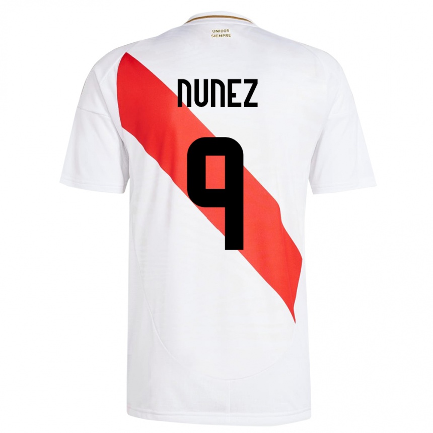 Niño Fútbol Camiseta Perú Pierina Núñez #9 Blanco 1ª Equipación 24-26 Argentina