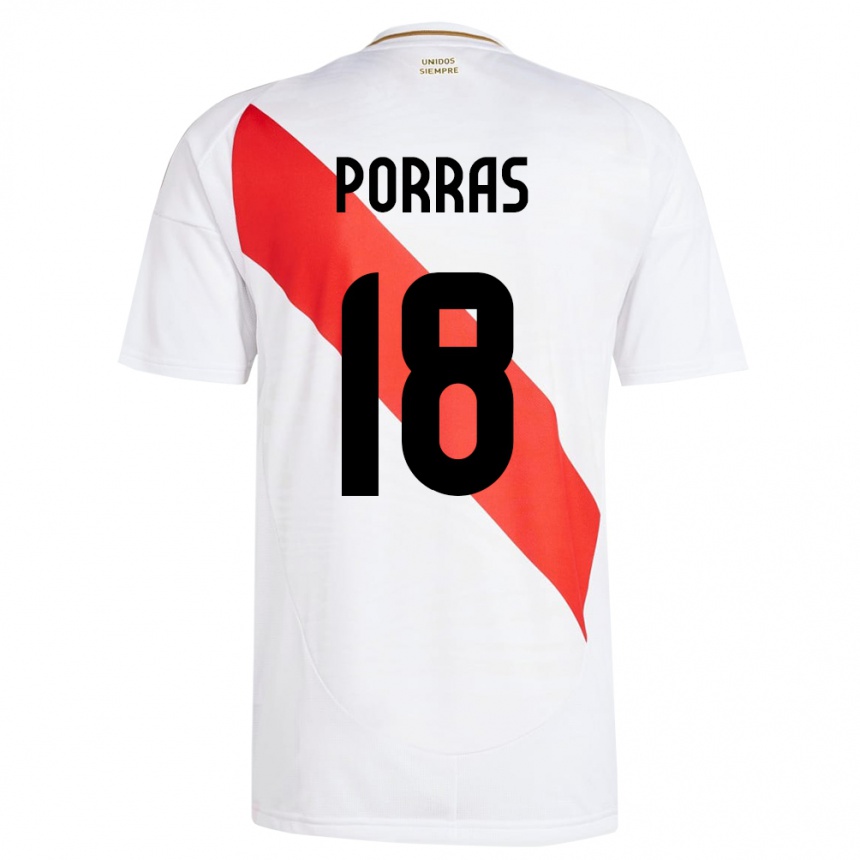 Niño Fútbol Camiseta Perú Sashenka Porras #18 Blanco 1ª Equipación 24-26 Argentina