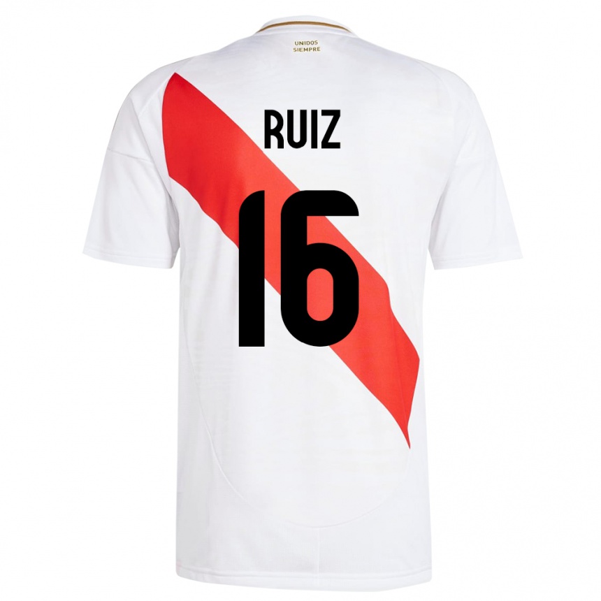 Niño Fútbol Camiseta Perú Birka Ruiz #16 Blanco 1ª Equipación 24-26 Argentina