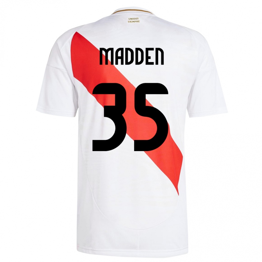 Niño Fútbol Camiseta Perú Savannah Madden #35 Blanco 1ª Equipación 24-26 Argentina