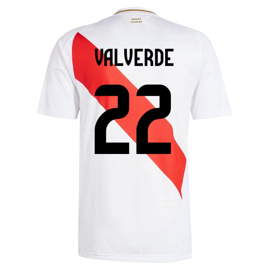 Niño Fútbol Camiseta Perú Malena Valverde #22 Blanco 1ª Equipación 24-26 Argentina