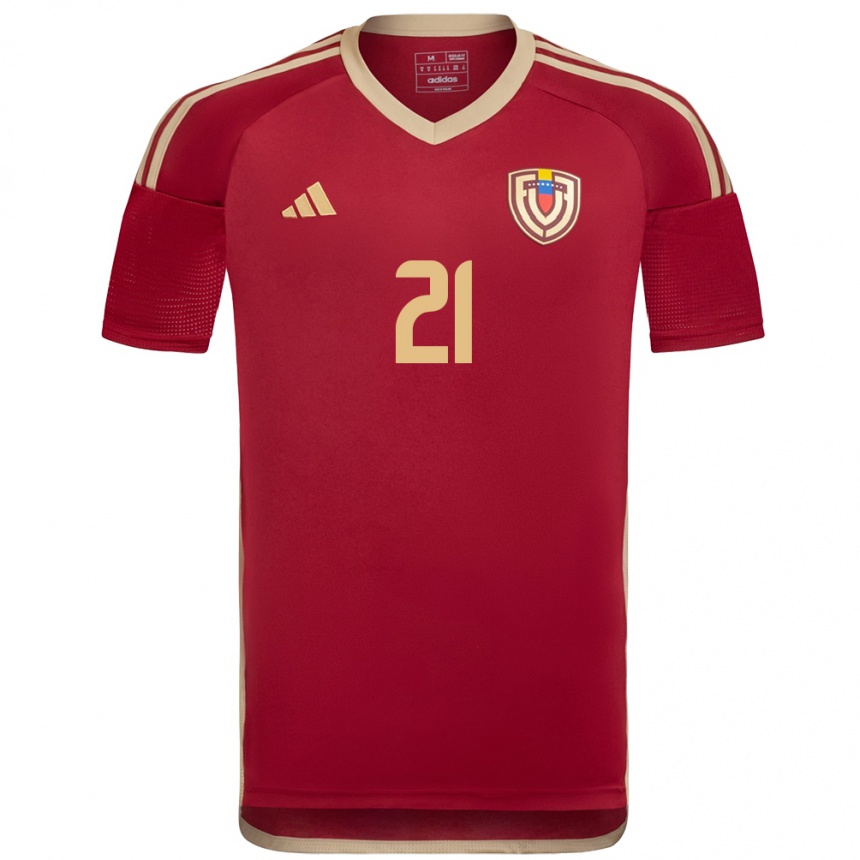 Niño Fútbol Camiseta Venezuela Marianyela Jiménez #21 Borgoña 1ª Equipación 24-26 Argentina