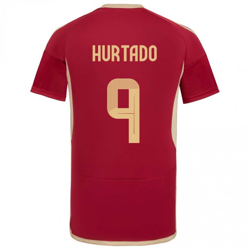 Niño Fútbol Camiseta Venezuela Jan Hurtado #9 Borgoña 1ª Equipación 24-26 Argentina