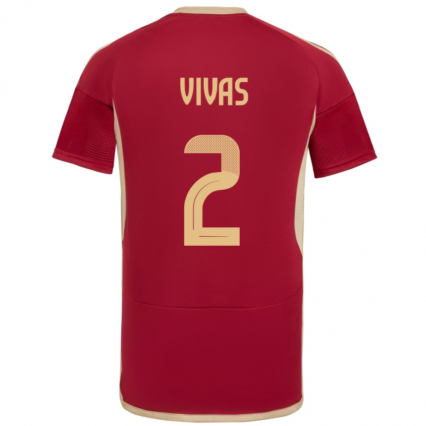 Niño Fútbol Camiseta Venezuela Carlos Vivas #2 Borgoña 1ª Equipación 24-26 Argentina