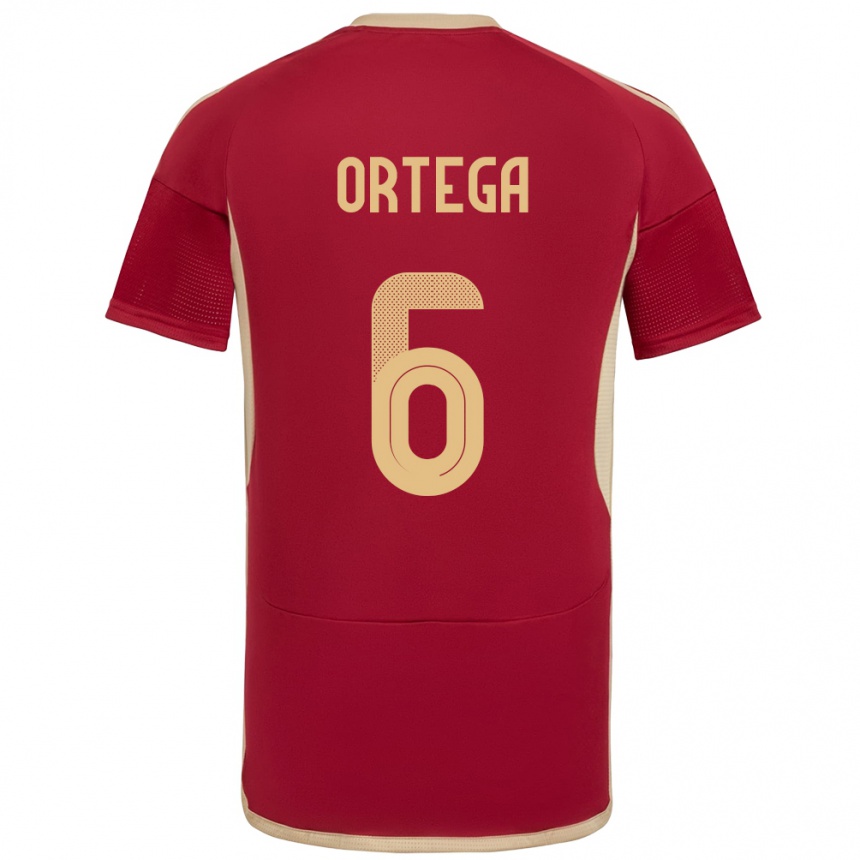 Niño Fútbol Camiseta Venezuela Bryant Ortega #6 Borgoña 1ª Equipación 24-26 Argentina