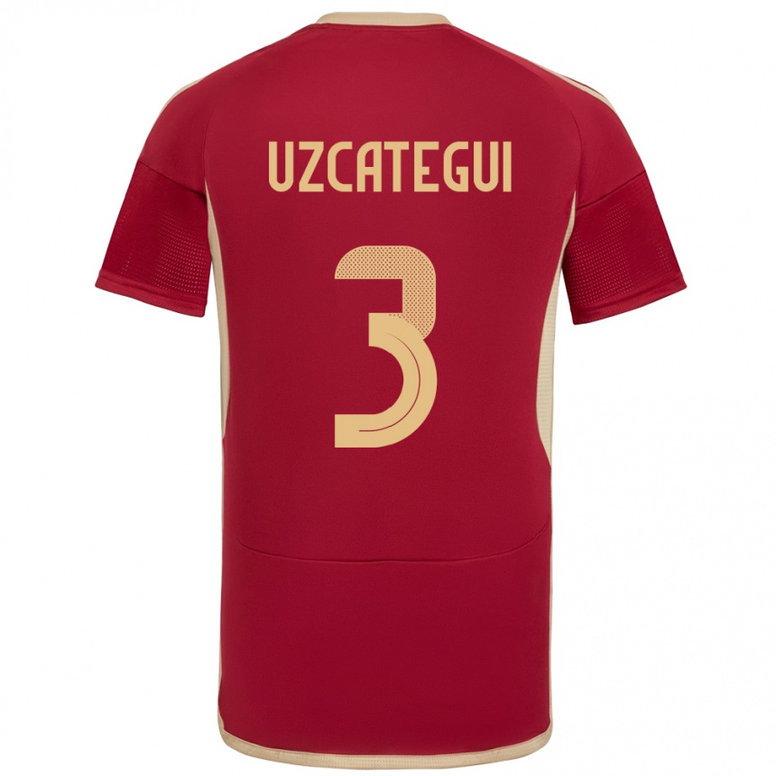 Niño Fútbol Camiseta Venezuela Rafael Uzcátegui #3 Borgoña 1ª Equipación 24-26 Argentina