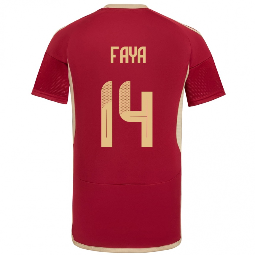 Niño Fútbol Camiseta Venezuela Carlos Faya #14 Borgoña 1ª Equipación 24-26 Argentina