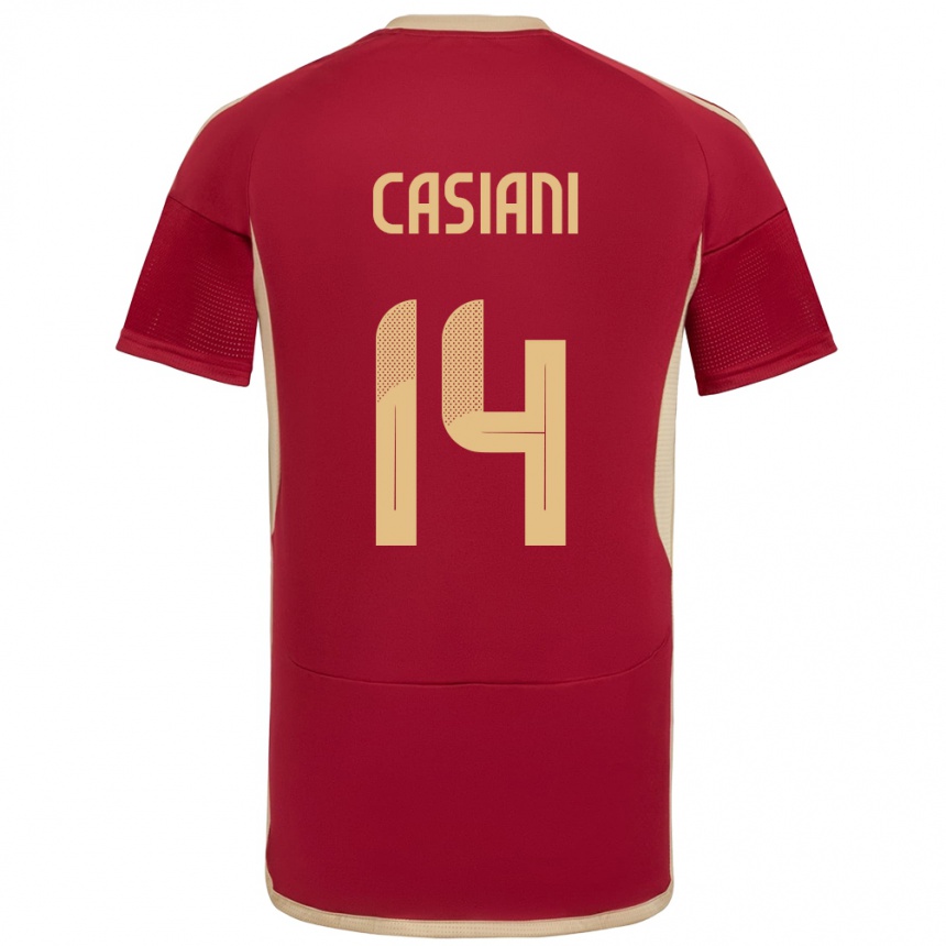 Niño Fútbol Camiseta Venezuela Luis Casiani #14 Borgoña 1ª Equipación 24-26 Argentina