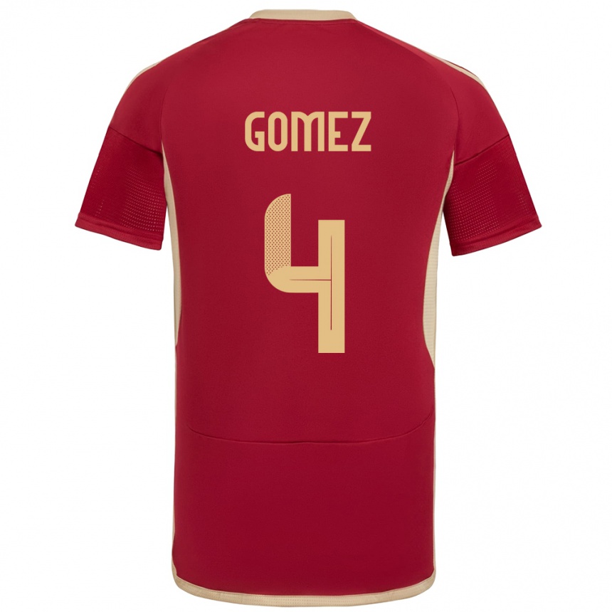 Niño Fútbol Camiseta Venezuela Santiago Gómez #4 Borgoña 1ª Equipación 24-26 Argentina