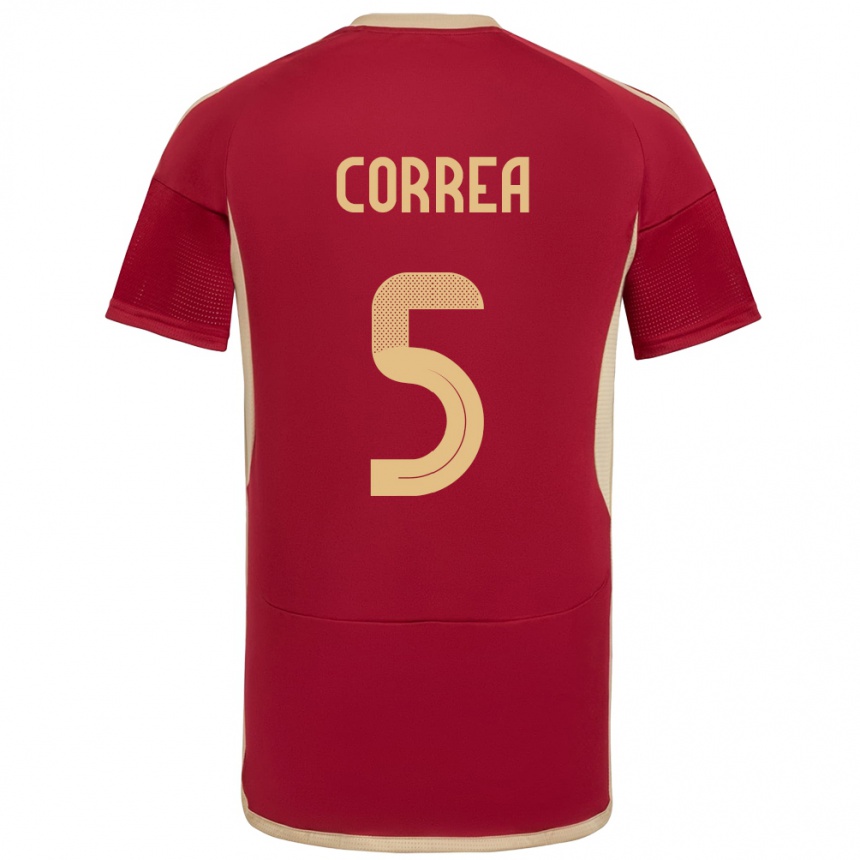 Niño Fútbol Camiseta Venezuela José Correa #5 Borgoña 1ª Equipación 24-26 Argentina