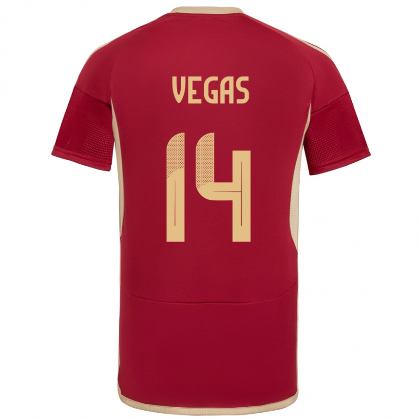 Niño Fútbol Camiseta Venezuela Miguel Vegas #14 Borgoña 1ª Equipación 24-26 Argentina