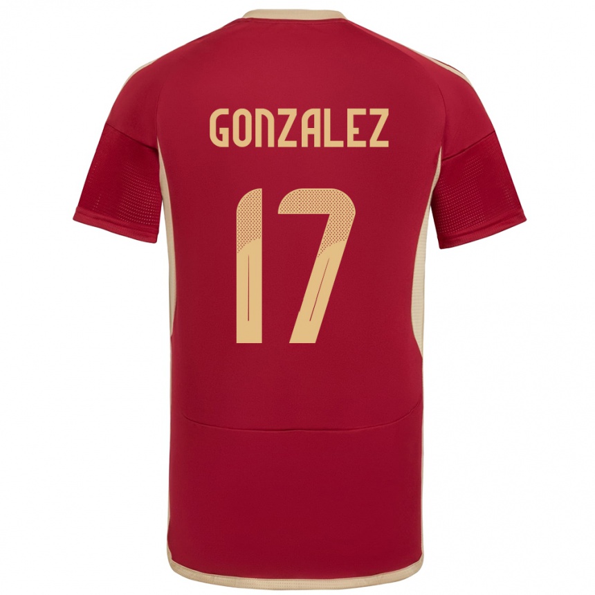 Niño Fútbol Camiseta Venezuela Mayken González #17 Borgoña 1ª Equipación 24-26 Argentina