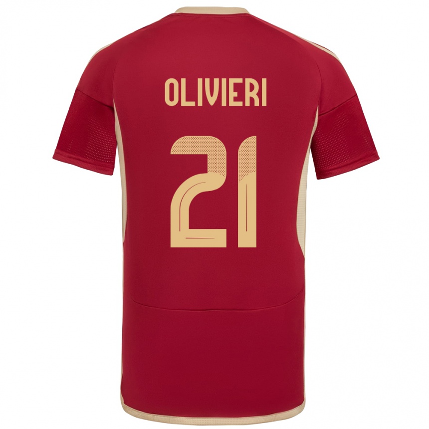 Niño Fútbol Camiseta Venezuela Bárbara Olivieri #21 Borgoña 1ª Equipación 24-26 Argentina