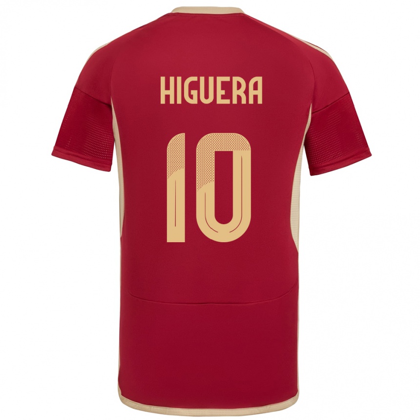 Niño Fútbol Camiseta Venezuela Enyerliannys Higuera #10 Borgoña 1ª Equipación 24-26 Argentina