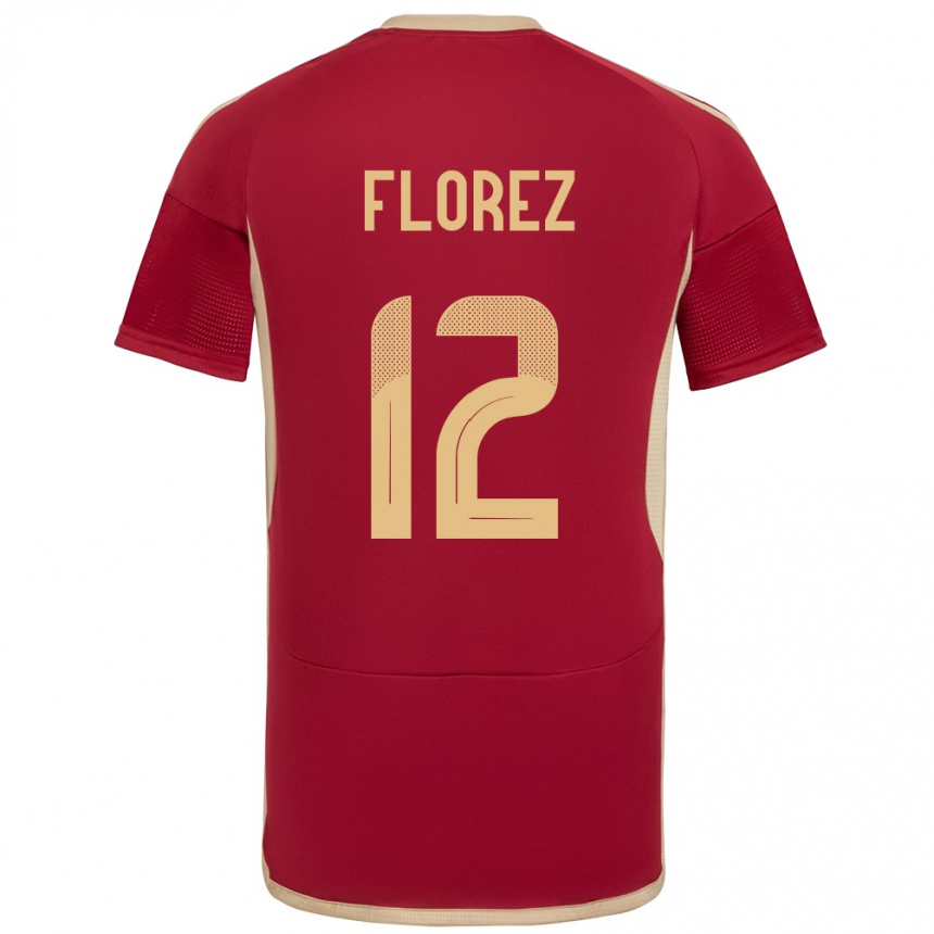 Niño Fútbol Camiseta Venezuela Génesis Flórez #12 Borgoña 1ª Equipación 24-26 Argentina