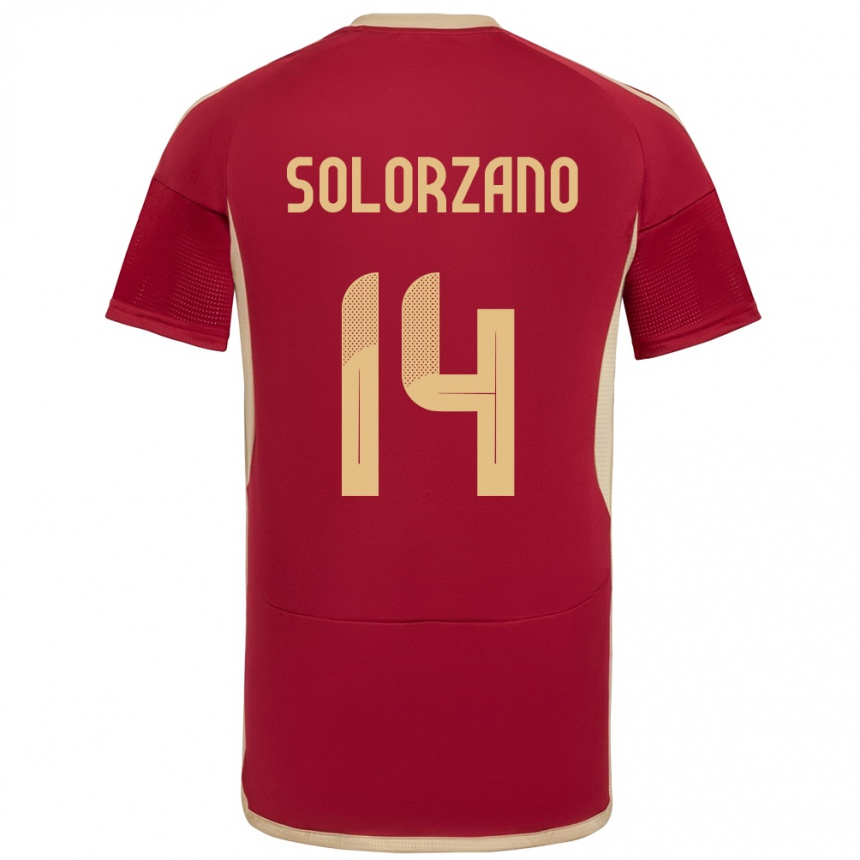 Niño Fútbol Camiseta Venezuela Fabiola Solórzano #14 Borgoña 1ª Equipación 24-26 Argentina